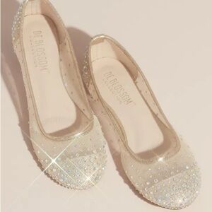 Nude Crystal Embellished Ballet Flats